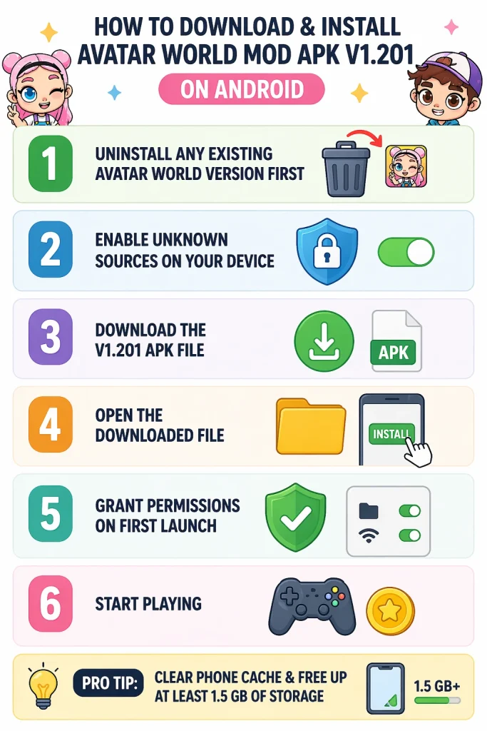 Download Avatar World Mod APK Latest V1.201 Unlocked All 2026 17 How to Download and Install Avatar World Mod APK V1.201on Android